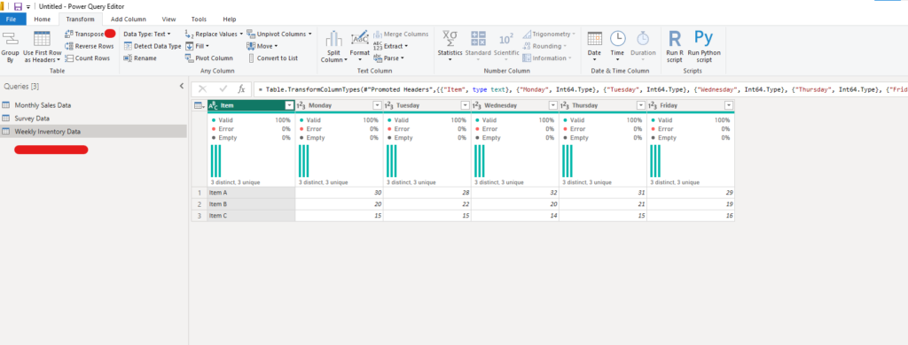 Pivot Unpivot and Transpose in Power BI Power Query